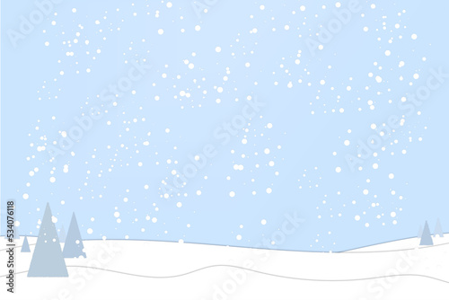 Snowy winter landscape with blue sky