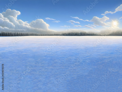 Snowy field with clouds