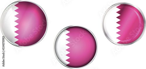 Round national flag pin of Qatar.Circular vector flag of Qatar