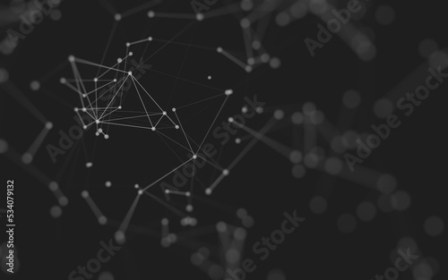 Abstract background. Molecules technology with polygonal shapes, connecting dots and lines. Connection structure. Big data visualization.