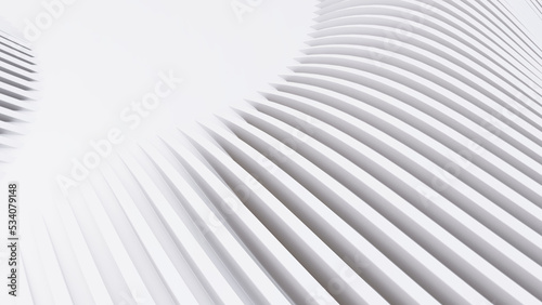 Abstract Curved Shapes. White Circular Background.