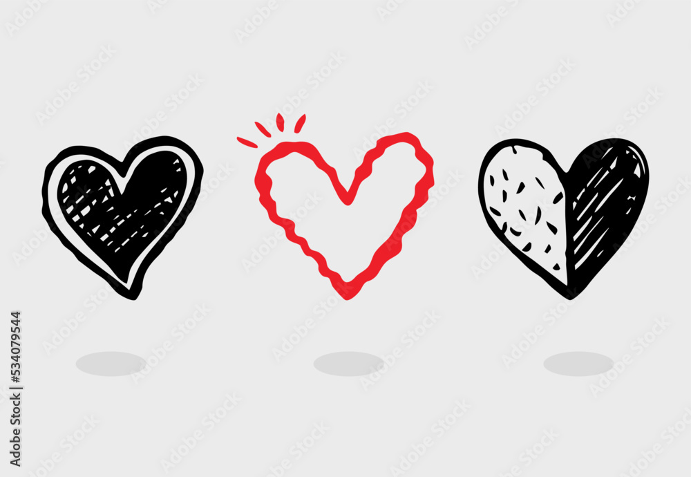Heart Icons Set, hand drawn icons and illustrations for valentines and wedding Heart Icons Set, hand drawn icons and illustrations for valentines and wedding
