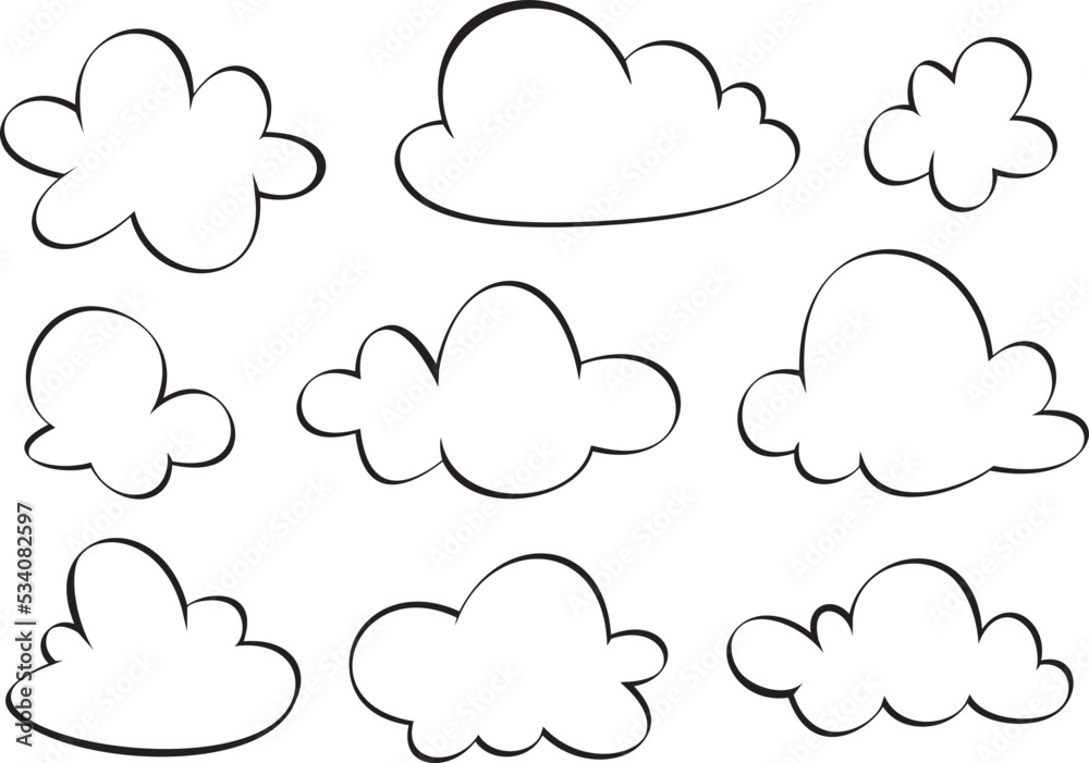 Set of Hand Drawing Clouds,Vector illustration Set of Hand Drawing Clouds,Vector illustration