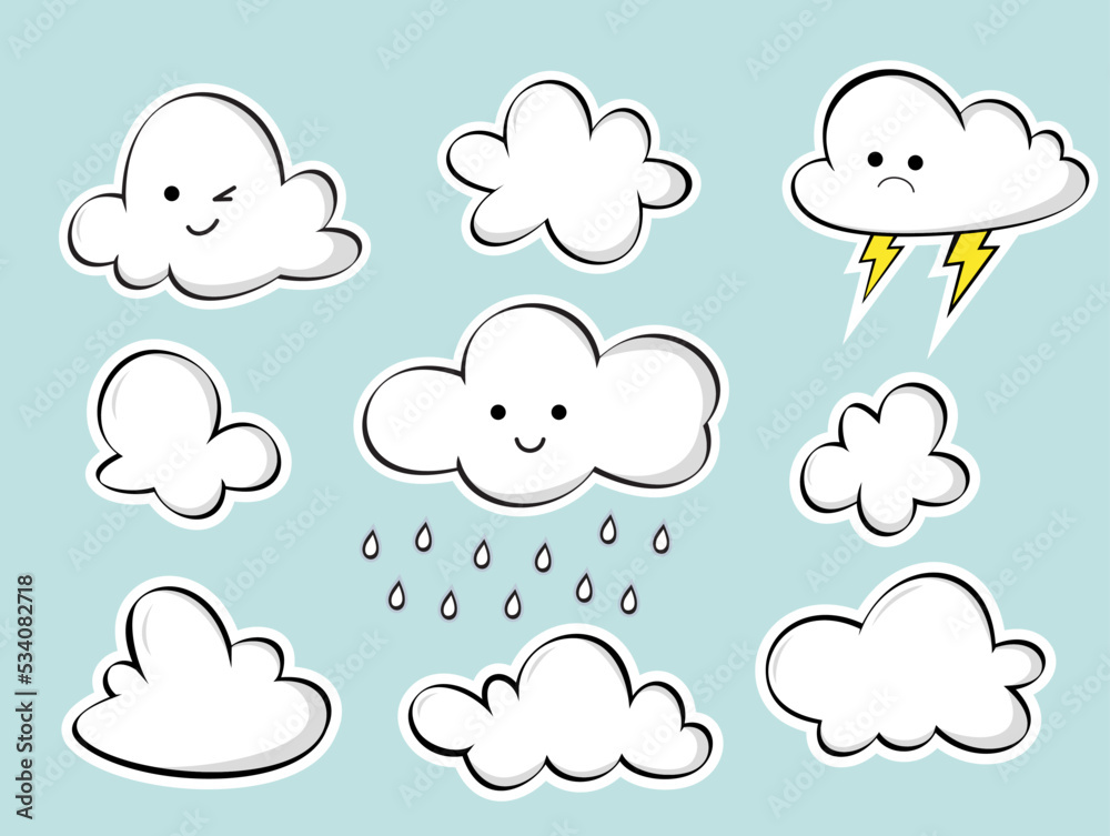 Cute Smiling Cloud with Colorful Rain Drops