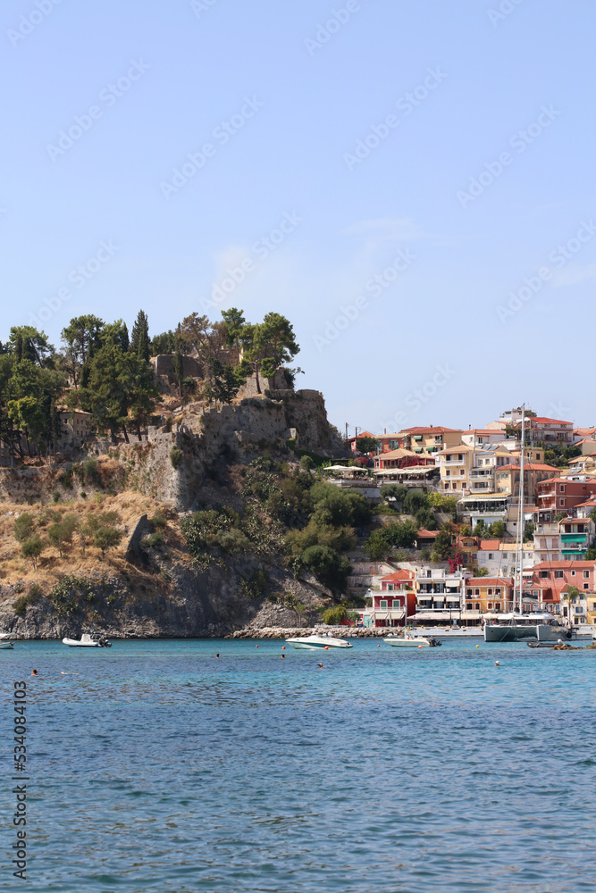 Parga city Greece beautiful old colorful building exploration traveling background high quality prints