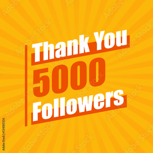 Thanks 5000 followers, 5K followers celebration modern colorful design.