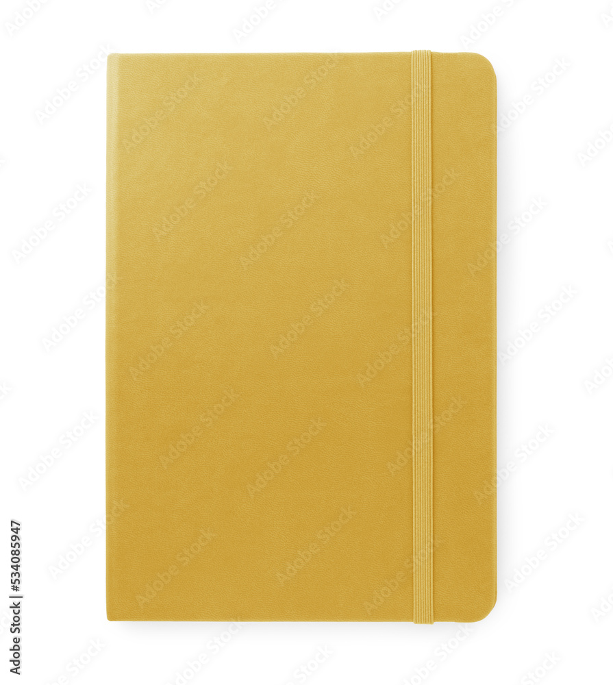 Yellow notebook isolated on white, top view Yellow notebook isolated on white, top view