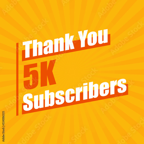 Thanks 5K subscribers, 5000 subscribers celebration modern colorful design.