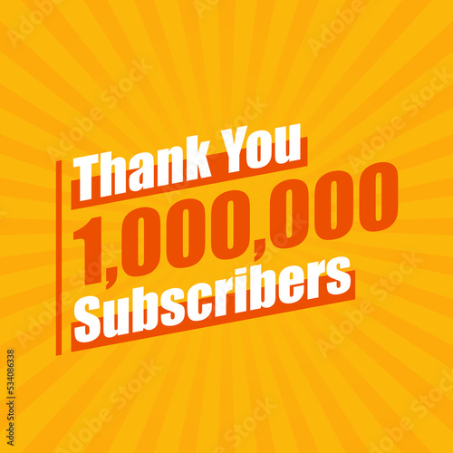 Thanks 1000000 subscribers, 1M subscribers celebration modern colorful design.