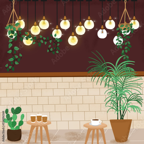 interior of a cafe with flowers