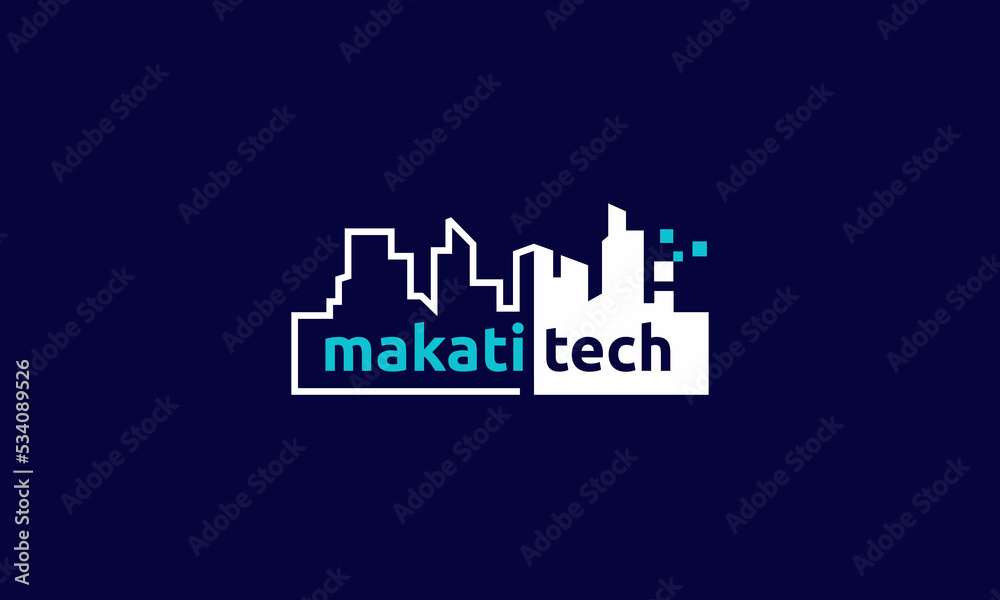 illustration vector graphic logo designs, combination logotype and pictogram makati tech