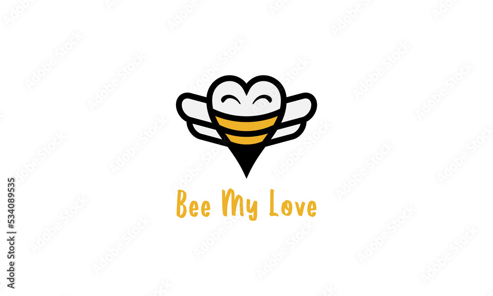 Obraz premium illustration vector graphic logo designs, pictogram logo combination bee and love shape