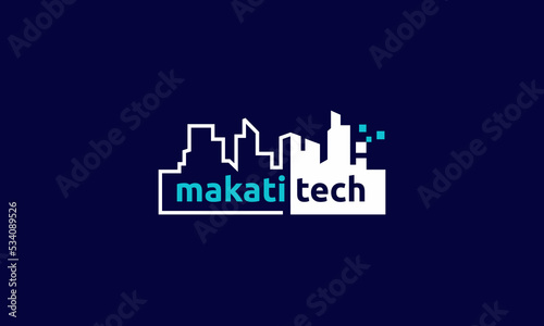 illustration vector graphic logo designs, combination logotype and pictogram makati tech