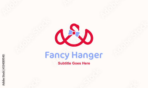 illustration vector graphic logo designs, pictogram logo combination swan and hangers with bow tie, simple modern style