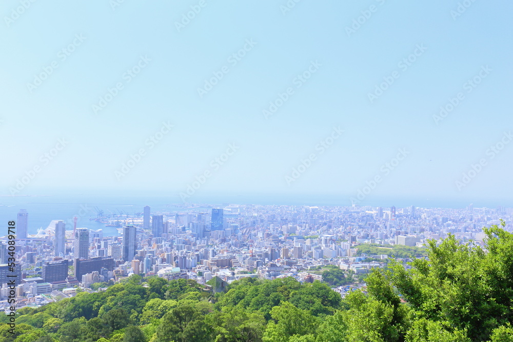 Naklejka premium Cityscape, Forest, Skyscraper