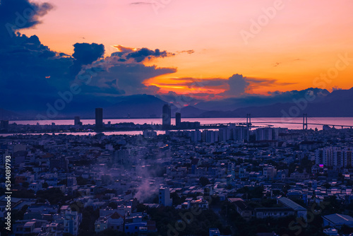 Cityscape of Da Nang, Vietnam during sunset