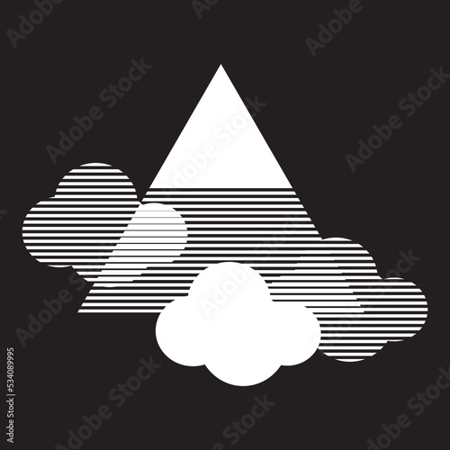 Cloud and mountain symbols as design elements or graphic sources