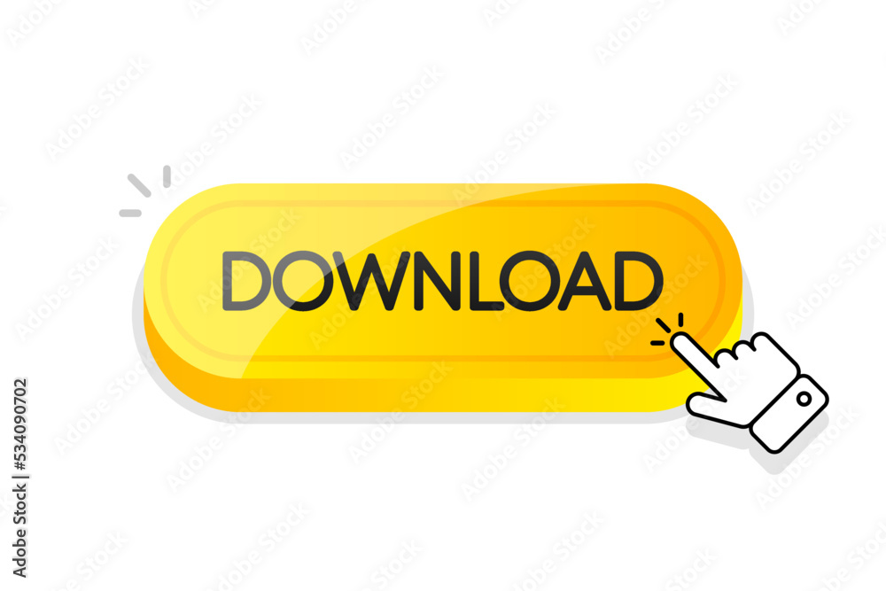 Download 3d button. Mouse touched button. Vector illustration. Download 3d button. Mouse touched button. Vector illustration.