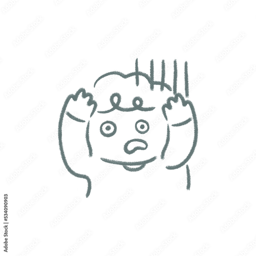 シンプルでかわいい ガーンと落ち込む手描きイラスト素材 シンプルでかわいい ガーンと落ち込む手描きイラスト素材