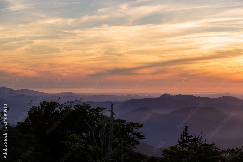 日出ヶ岳で見た幻想的な夕焼け情景＠大台ヶ原山、奈良