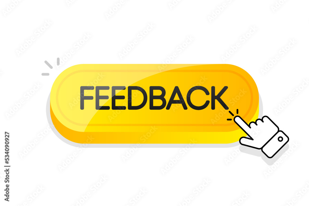 Feedback 3d button. Mouse touched button. Vector illustration.