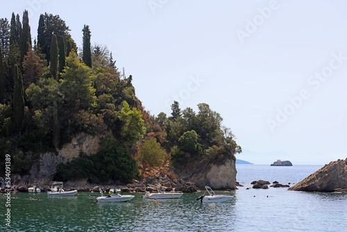 Beautiful Parga beach exploring Greece summer holidays background high quality big size prints