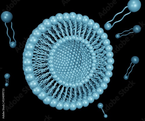 Archaeosomes with tetraether lipids for membrane layer 3d rendering photo