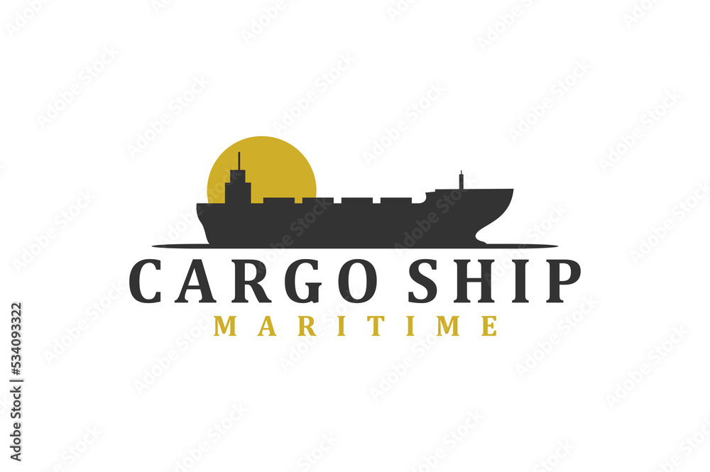 Cargo ship tanker barge logo design silhouette transportation oil carrier maritime icon symbol Cargo ship tanker barge logo design silhouette transportation oil carrier maritime icon symbol