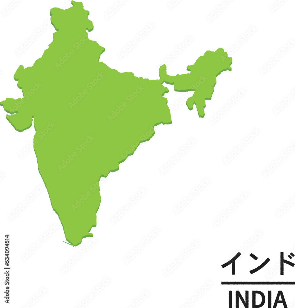 インドの世界地図イラスト