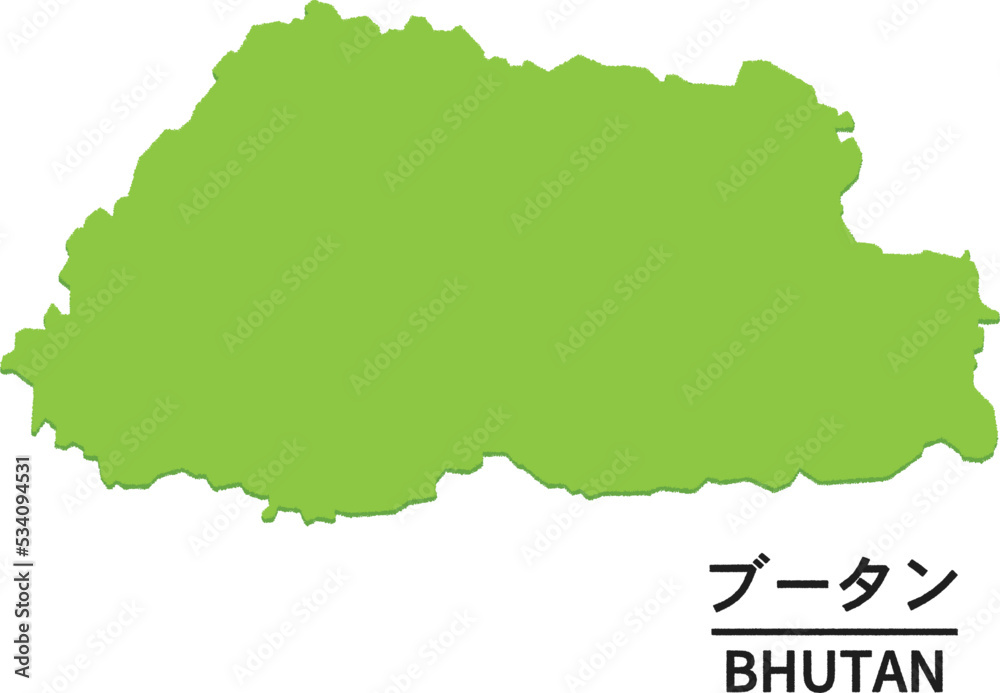 ブータンの世界地図イラスト