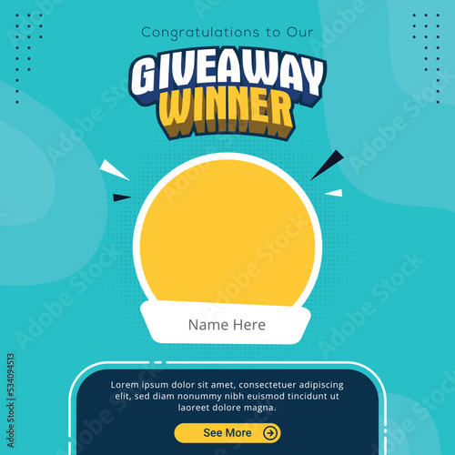 Giveaway winner banner congratulation greeting for social media post template