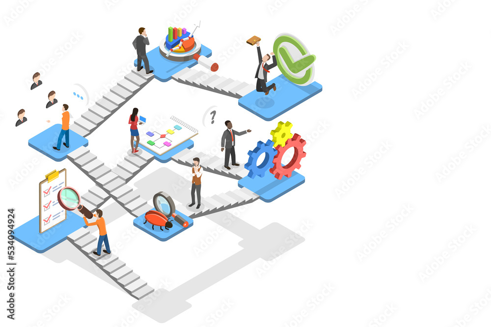 Isometric Flat  Concept of Agile Software Development Methodology.