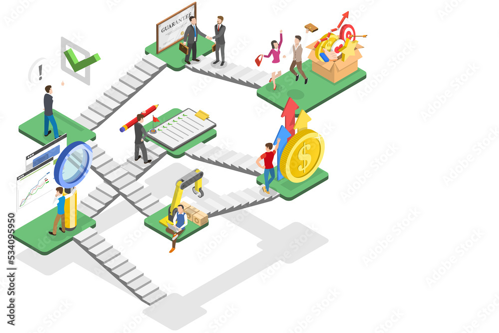 3D Isometric Conceptual Illustration of Quality Control. 3D Isometric Conceptual Illustration of Quality Control.