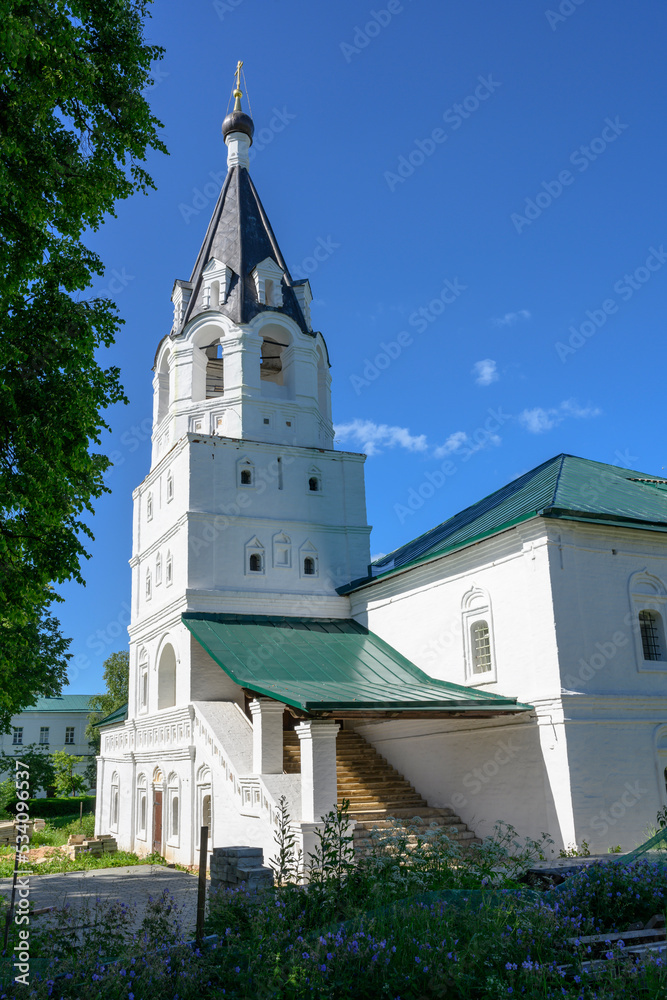 The bell tower of the Intercession Church of the 16th century in Alexandrovskaya Sloboda in Alexandrov, Russia