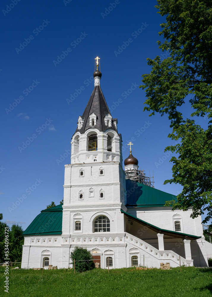 The bell tower of the Intercession Church of the 16th century in Alexandrovskaya Sloboda in Alexandrov, Russia