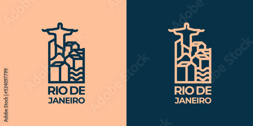 Rio de janeiro line art landscape logo design inspiration