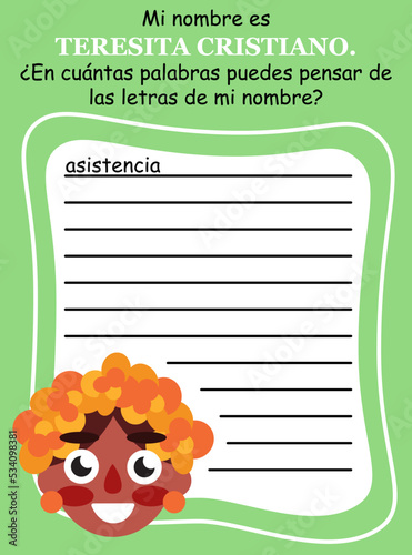 Εκτύπωση καμβά Word game in Spanish for kids vector illustration