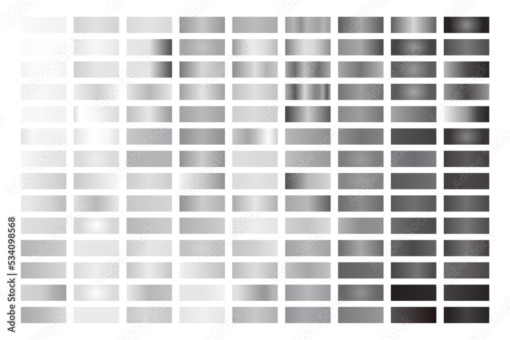 Metal Gray Gradient Collection of Color Swatches. Metal Gray Gradient Collection of Color Swatches.