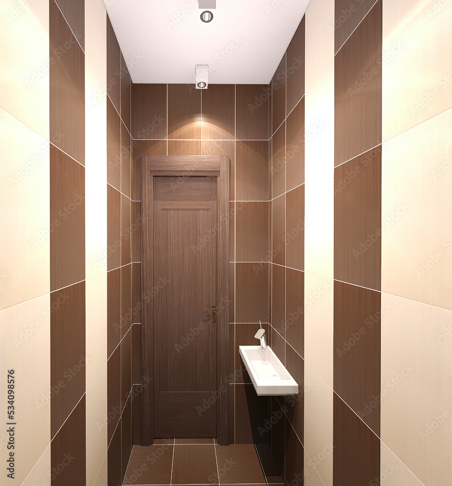 Toilet design concept illustration for a private home. 3D rendering of