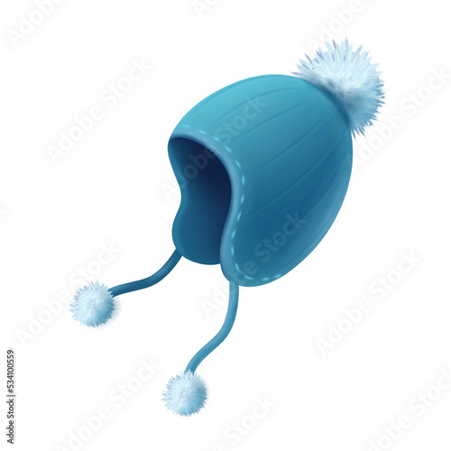 Vector cartoon style icon illustration. Winter hat for kids. Isolated on white background.