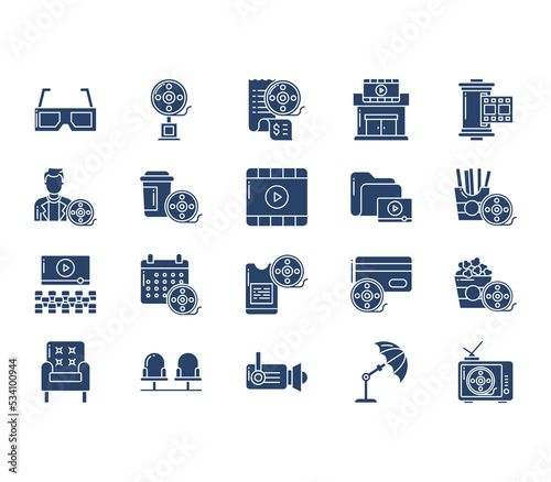 Cinema and  Movie icon set