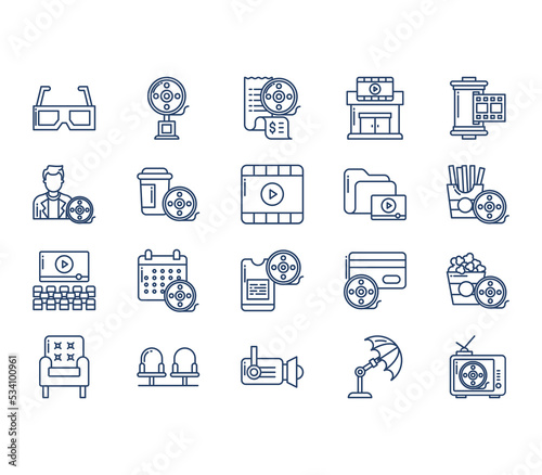 Cinema and  Movie icon set