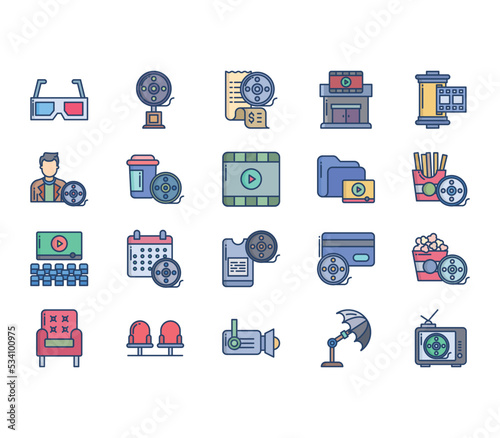 Cinema and  Movie icon set