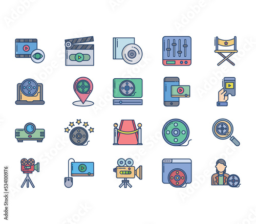 Cinema and  Movie icon set