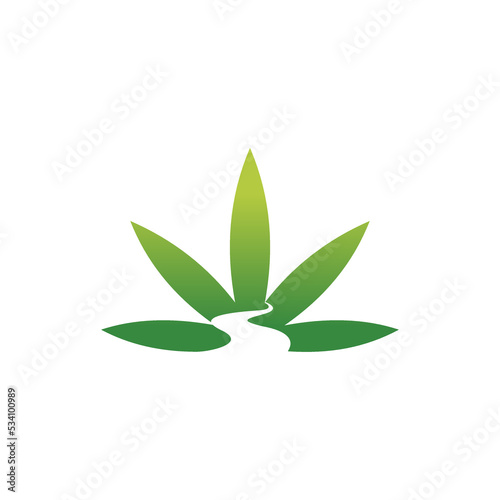 green leaves and river logo vector stock illustration