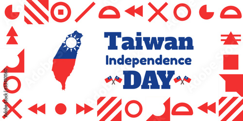  Taiwan independence day 10th double tenth October with taiwan flag symbol of patriotism and nationalism. vector flat design illustration feed social media background