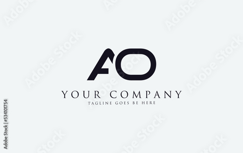 Simple letter 2d logo design vector monogram AO