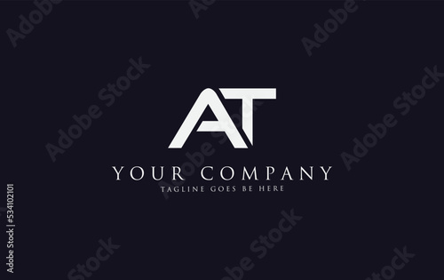 Simple letter 2d logo design vector monogram AT