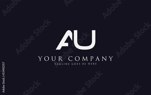 Simple letter 2d logo design vector monogram AU