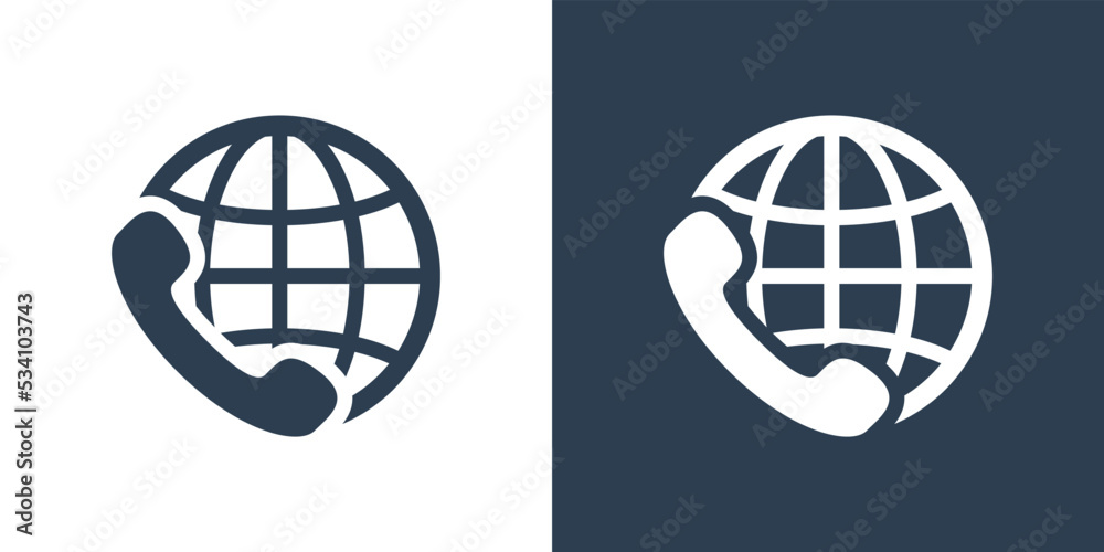Phone globe icon vector Phone globe icon vector